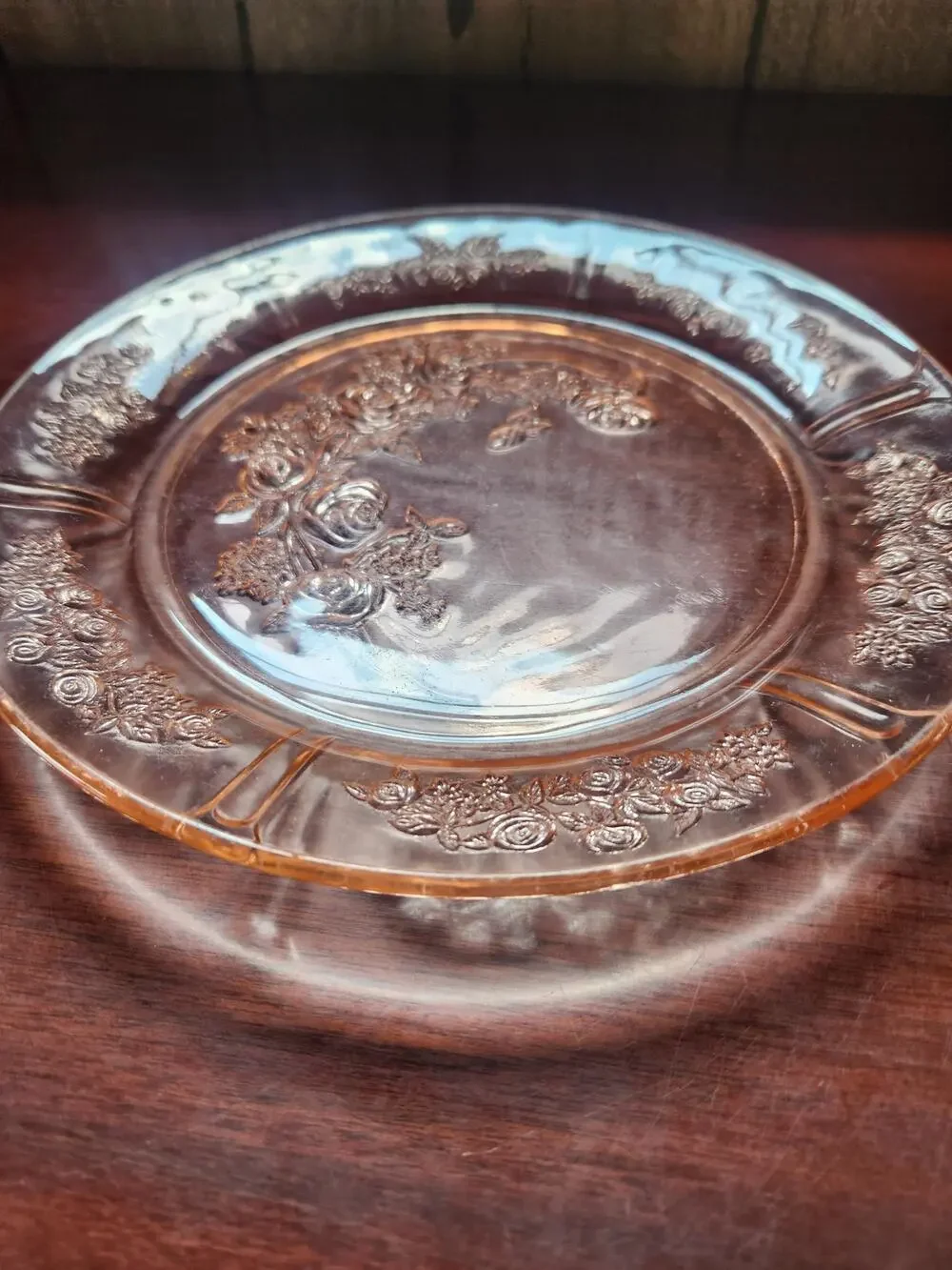 Vintage Federal Glass Sharon Cabbage Rose Pink Depression Glass Dinner Plate